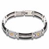 Men's Cable Link Bracelet in Stainless Steel and 10K Gold - 8.5"