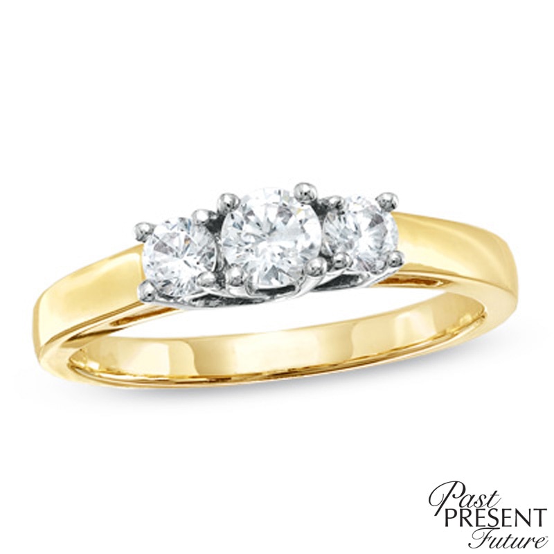 0.50 CT. T.W. Diamond Three Stone Engagement Ring in 14K Gold
