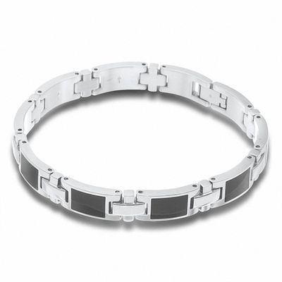 Men's Enamel Link Bracelet in Stainless Steel - 8.5"