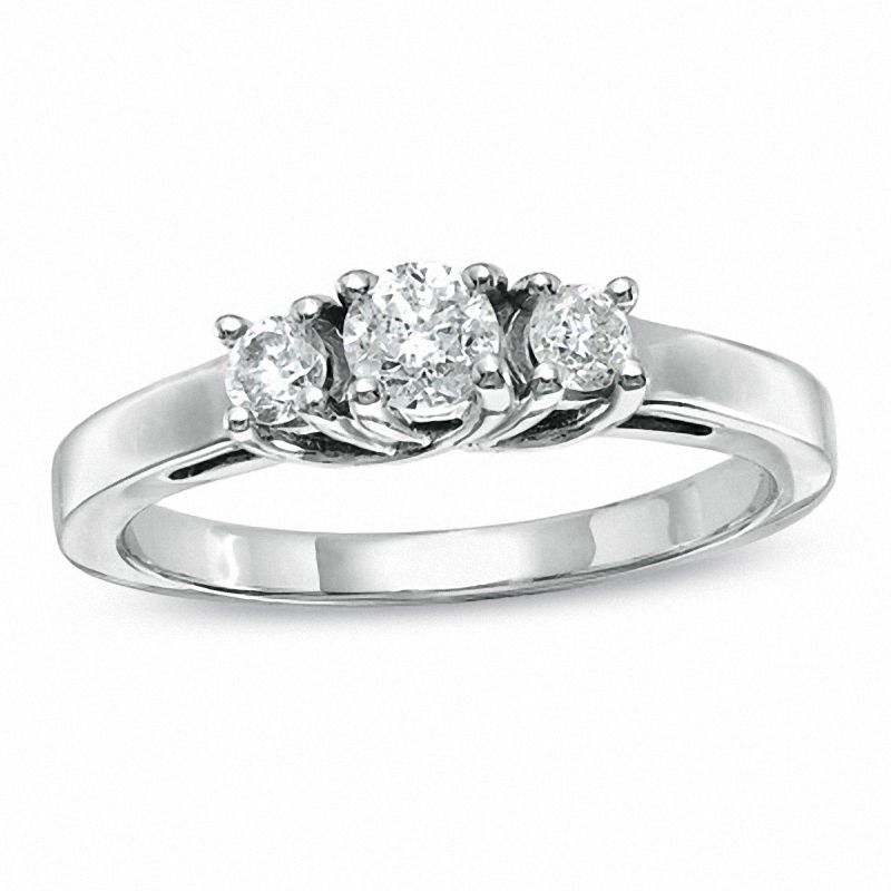 0.50 CT. T.W. Diamond Three Stone Anniversary Ring in 14K White Gold