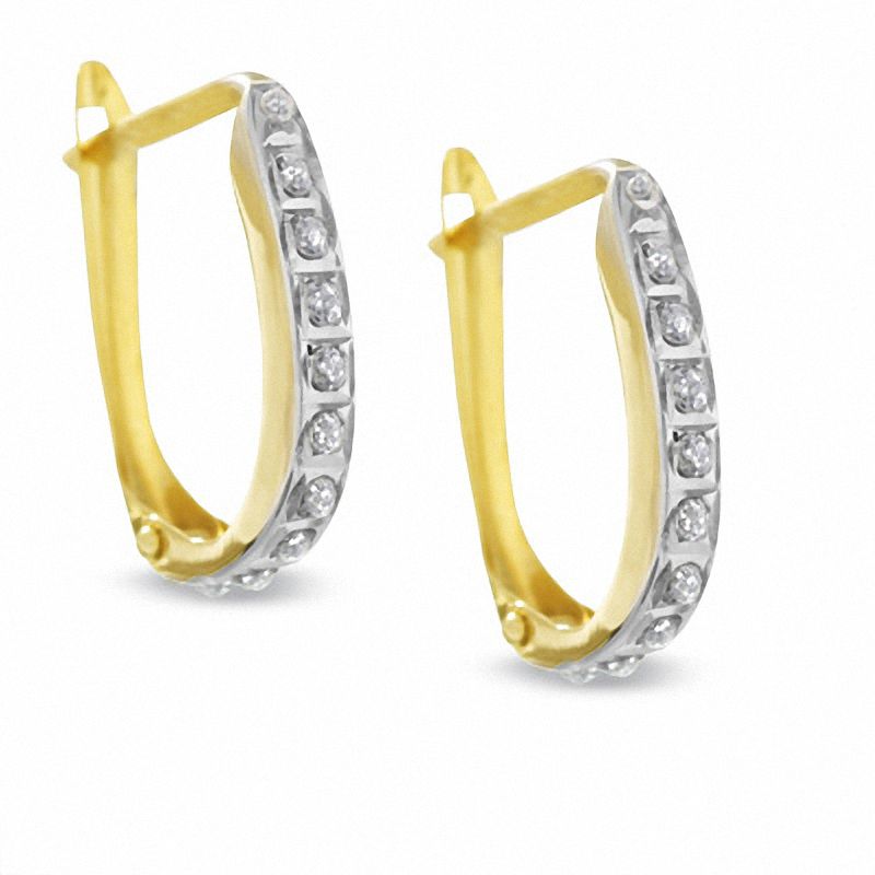 Diamond Fascination™ 14K Gold Small Oval Hoop Earrings