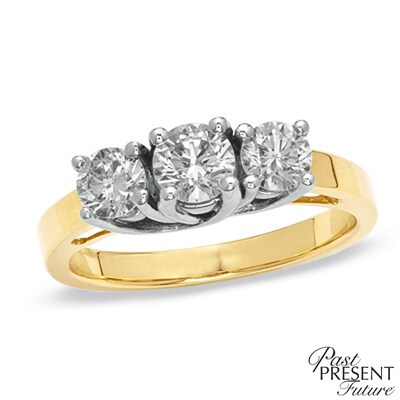 1.00 CT. T.W. Diamond Three Stone Anniversary Ring in 14K Gold