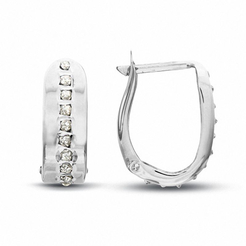 Diamond Fascination™ Small Oval Hoop Earrings in 14K White Gold|Peoples Jewellers