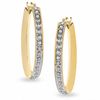 Thumbnail Image 1 of Diamond Fascination™ Triangle Tube Hoop Earrings in 14K Gold