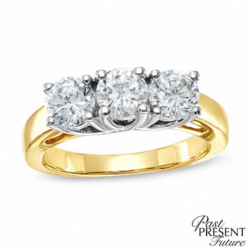 1.50 CT. T.W. Diamond Three Stone Anniversary Ring in 14K Two-Tone Gold