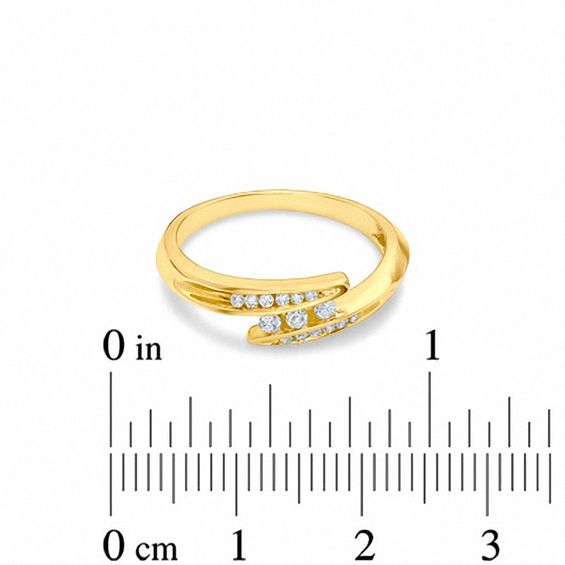 0.18 CT. T.W. Diamond Three Stone Bypass Ring in 10K Gold