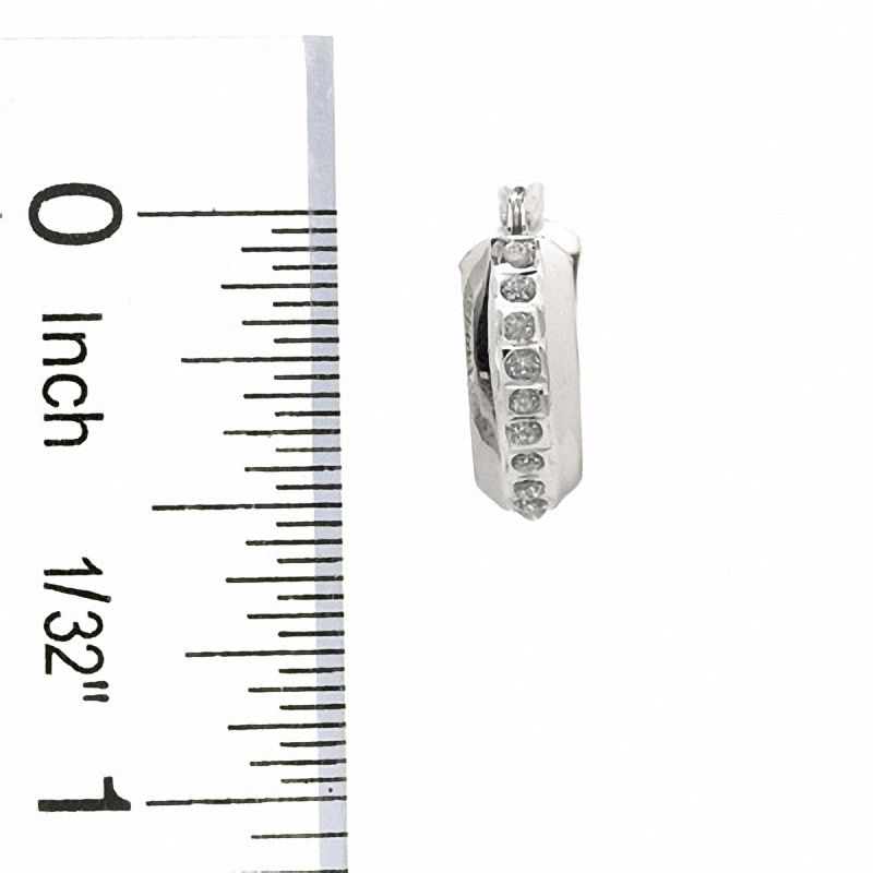 Main Image 2 of Diamond Fascination™ Small Round Hoop Earrings in 14K White Gold