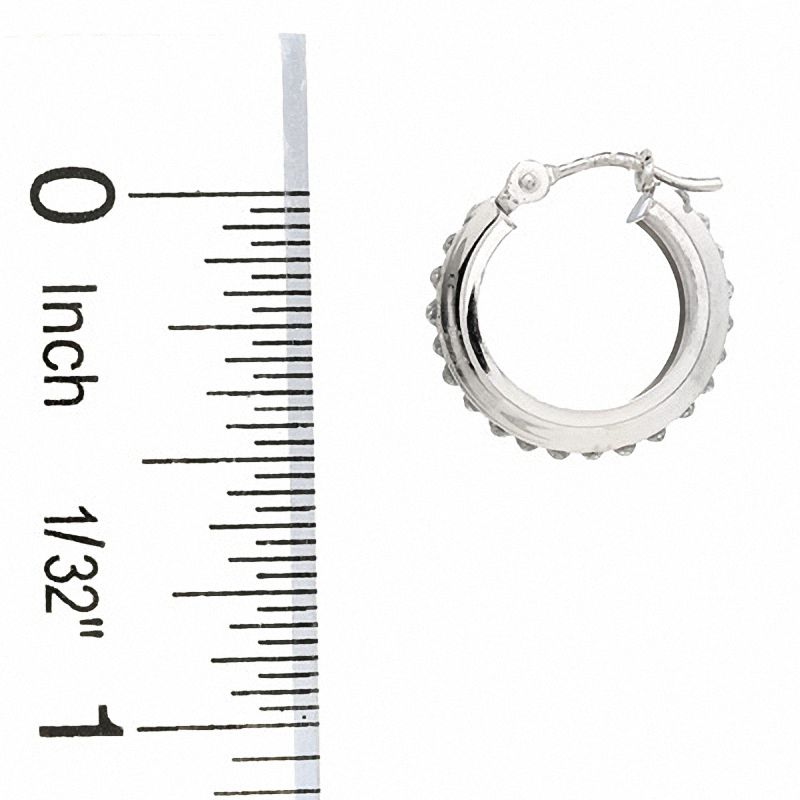 Main Image 3 of Diamond Fascination™ Small Round Hoop Earrings in 14K White Gold