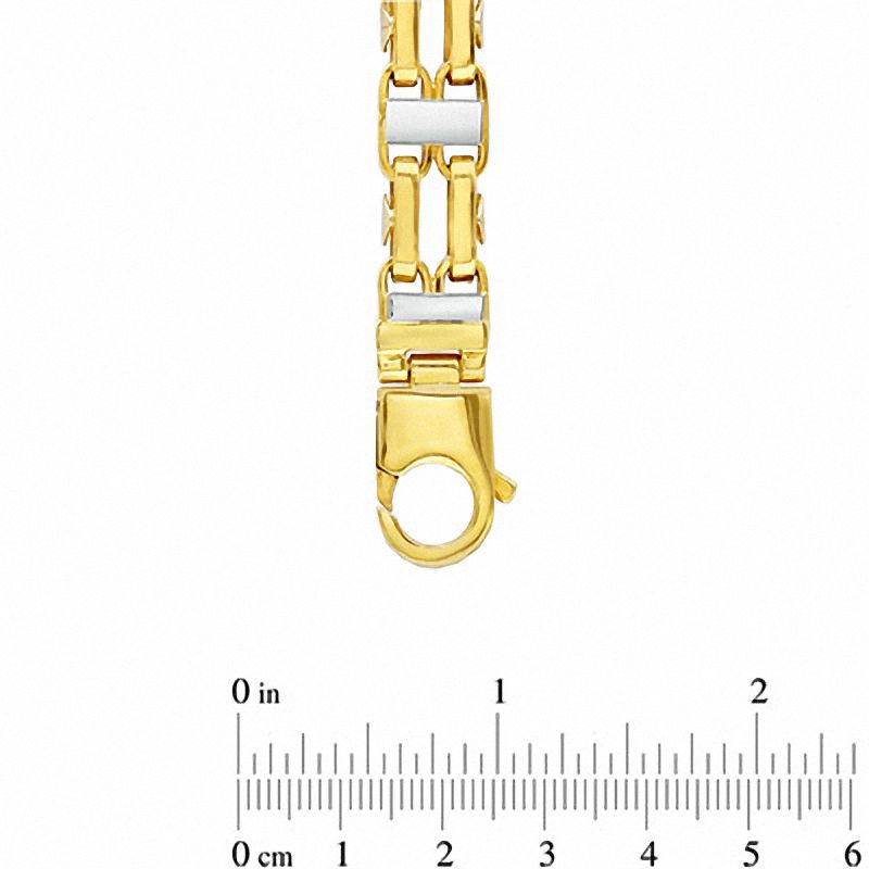 Men's Short Link Bracelet in Hollow 10K Two-Tone Gold - 9.0"