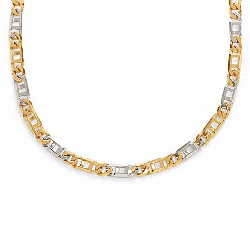 Men's 6.0mm Figaro Chain Necklace in 10K Two-Tone Gold - 22"|Peoples Jewellers