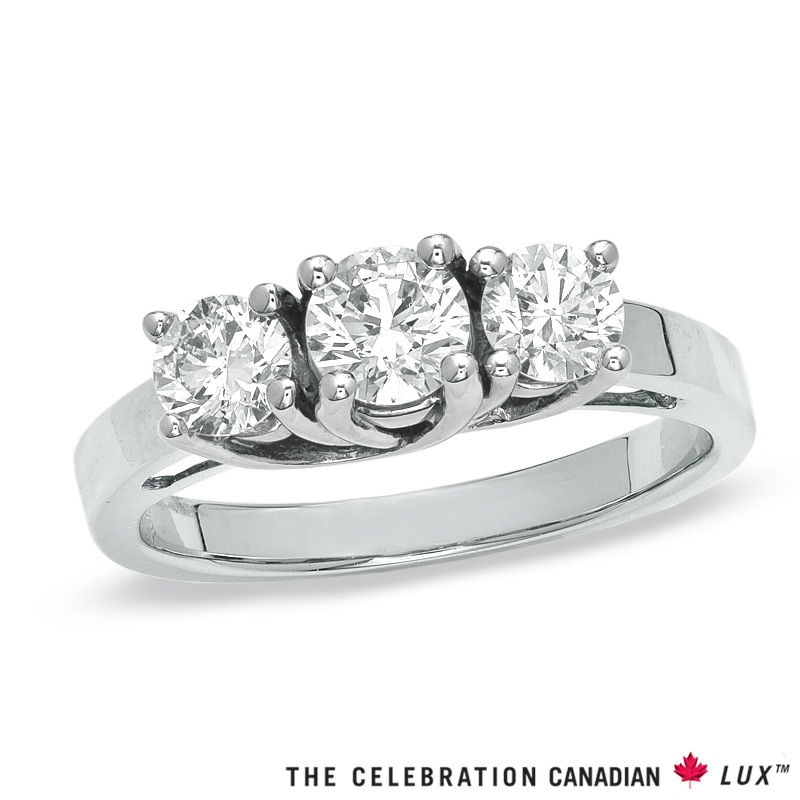 Celebration Canadian Lux® 1.00 CT. T.W. Diamond Three Stone Ring in 18K White Gold (I/SI2)