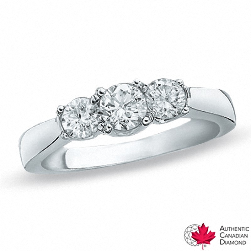 Celebration Canadian Lux® 1.50 CT. T.W. Diamond Three Stone Ring in 18K White Gold (I/SI2)