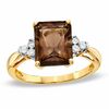 Octagonal Smoky Quartz and Diamond Accent Ring in 10K Gold