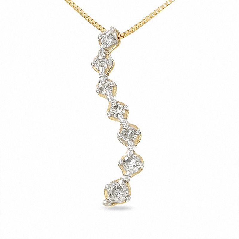0.09 CT. T.W. Journey Diamond Curve Pendant in 10K Gold