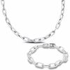 Thumbnail Image 1 of Stainless Steel Square Link Chain Necklace and Bracelet Set