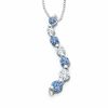 Thumbnail Image 0 of Journey Lab-Created Ceylon Sapphire and White Sapphire Curve Pendant in 10K White Gold