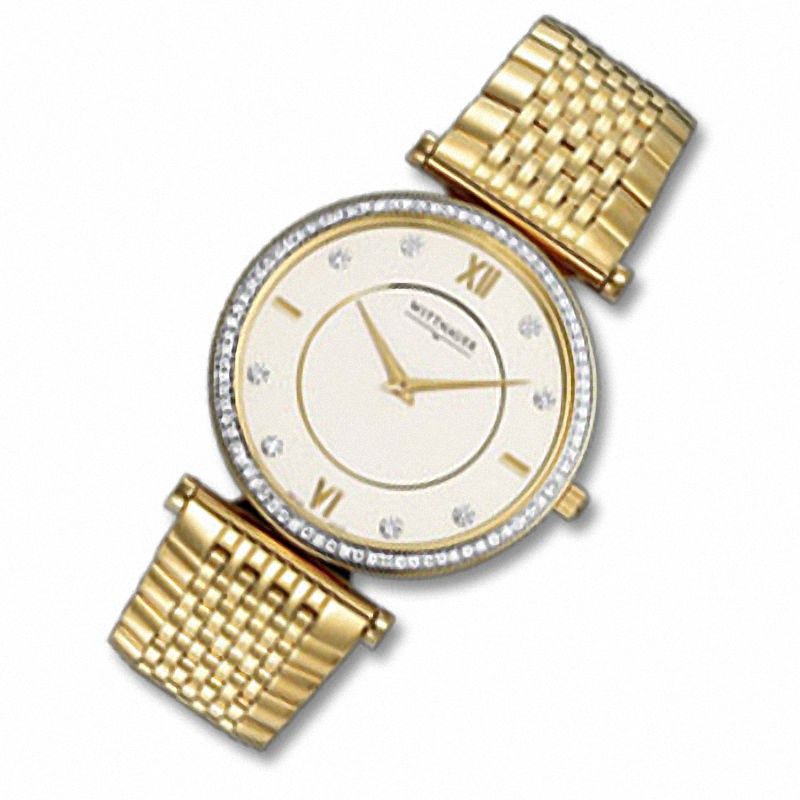 Men's' Wittnauer Stratford Diamond Accent Gold-Tone Watch with White Dial (Model: 12E23)|Peoples Jewellers