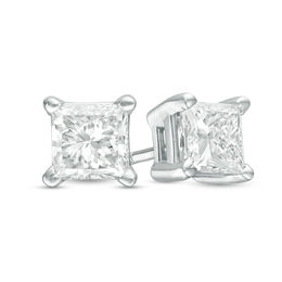 0.08 CT. T.W. Princess-Cut Diamond Solitaire Stud Earrings in 14K White Gold (J/I2)