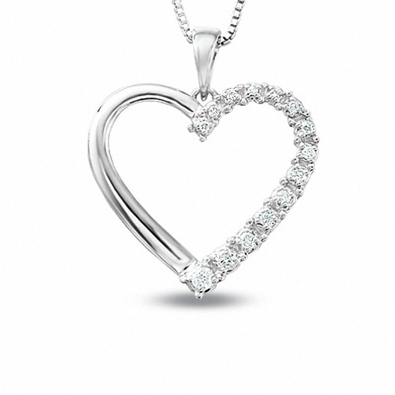 Main Image 1 of 0.17 CT. T.W. Journey Diamond Heart Pendant in Sterling Silver