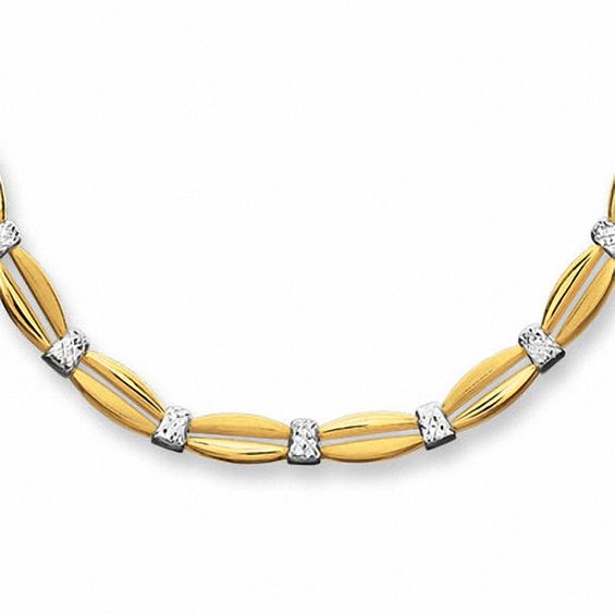 Ladies' 10K Two-Tone Gold Graduated Double Bar Necklace