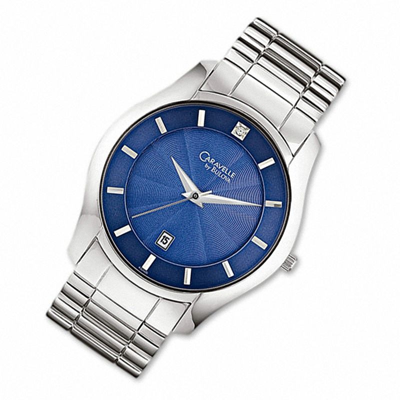 Men's Caravelle Stainless Steel Bracelet Watch with Blue Dial (Model: 43D000)|Peoples Jewellers
