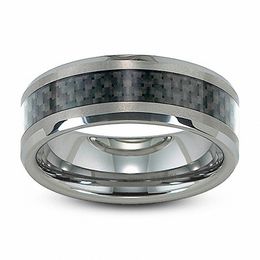 Men's Triton 8.0mm Comfort Fit Tungsten and Carbon Fibre Wedding Band - Size 10