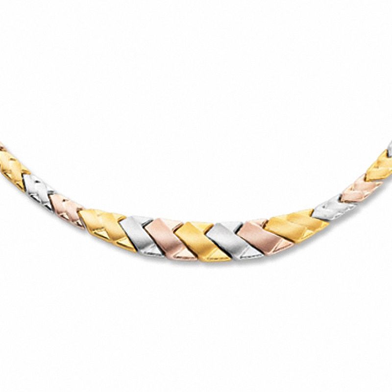 Stampato Necklace in 10K Tri-Tone Gold - 17