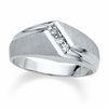 Men's Diamond Accent Three Stone Band in 10K White Gold