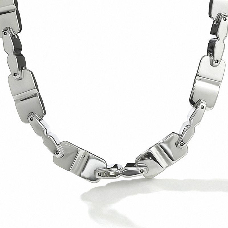 Main Image 1 of Men's Alternating "D" Link Necklace in Stainless Steel - 24"