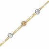 Thumbnail Image 1 of 10K Gold Tri-Tone Adjustable Bead Station Anklet - 9.0"