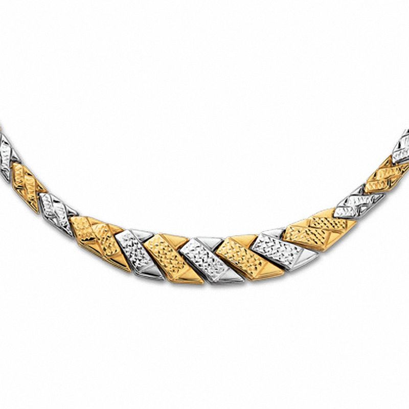 10K Two-Tone Gold Graduated Stampato Necklace