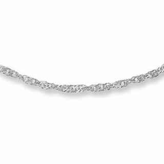 030 Gauge Singapore Chain Necklace in 14K White Gold - 20"