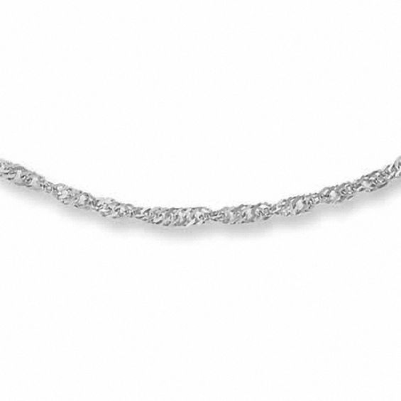030 Gauge Singapore Chain Necklace in 14K White Gold - 20"