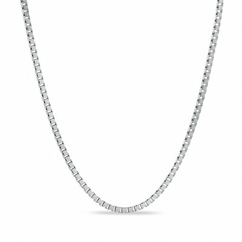 Ladies' 0.85mm Box Chain Necklace in 14K White Gold - 18"