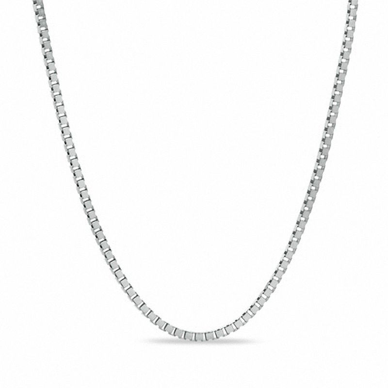Ladies' 0.85mm Box Chain Necklace in 14K White Gold