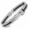 Thumbnail Image 1 of Stainless Steel and Black Rubber Fashion Cuff