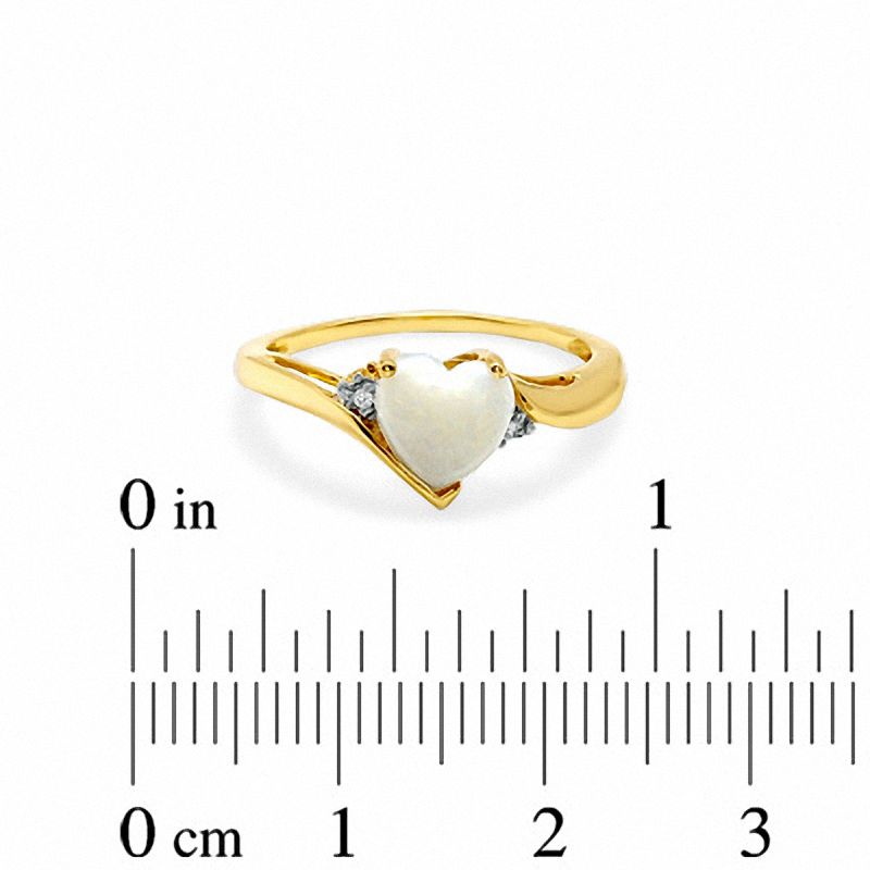 Main Image 3 of 7.0mm Heart-Shaped Opal and Diamond Ring in 10K Gold