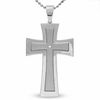 Thumbnail Image 1 of Men's Stainless Steel Polished Cross Pendant with Diamond Accent