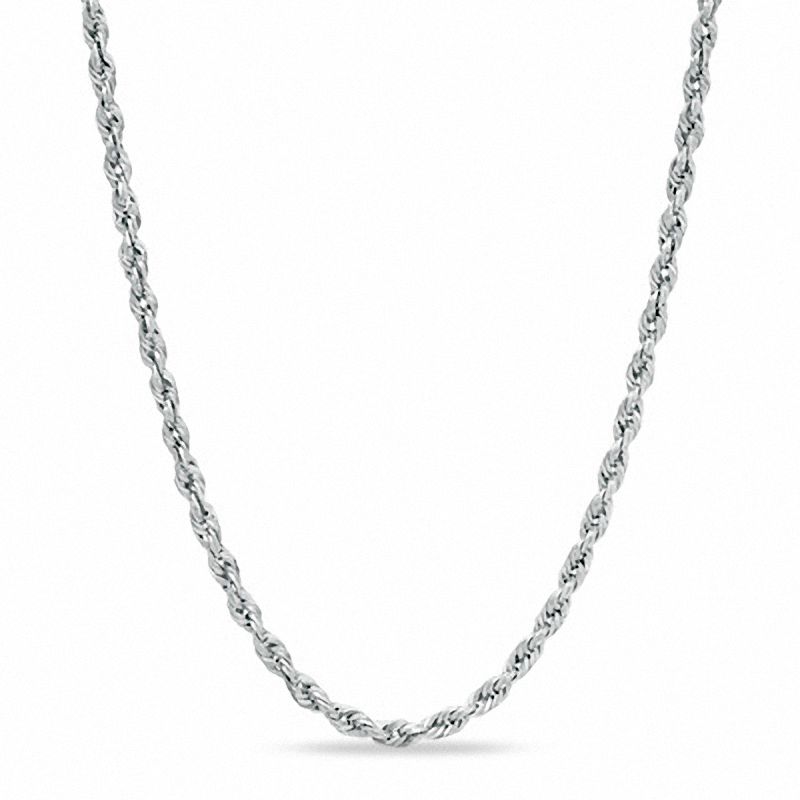 2.5mm Glitter Rope Chain Necklace in Hollow 10K White Gold