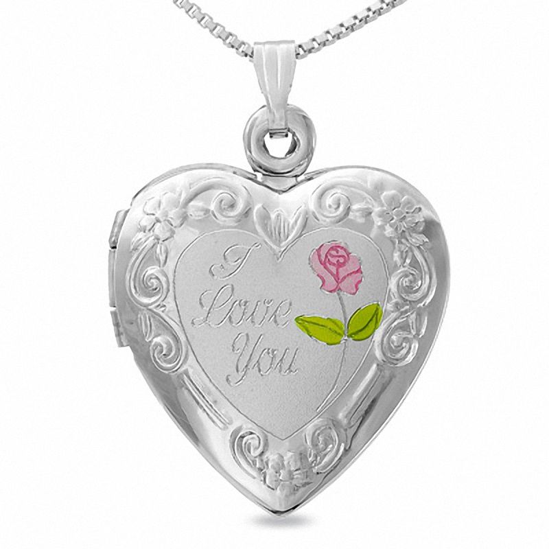 "I Love You" Heart Locket in Sterling Silver