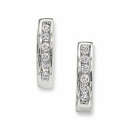 0.50 CT. T.W. Diamond Huggie Hoop Earrings in 10K White Gold