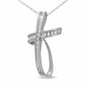 Thumbnail Image 1 of 0.13 CT. T.W. Diamond Loop Cross Pendant in 10K White Gold