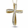 Thumbnail Image 0 of 0.13 CT. T.W. Diamond Loop Cross Pendant in 10K Gold