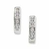Thumbnail Image 1 of 0.10 CT. T.W. Diamond Huggie Hoop Earrings in 10K White Gold