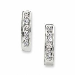 0.10 CT. T.W. Diamond Huggie Hoop Earrings in 10K White Gold