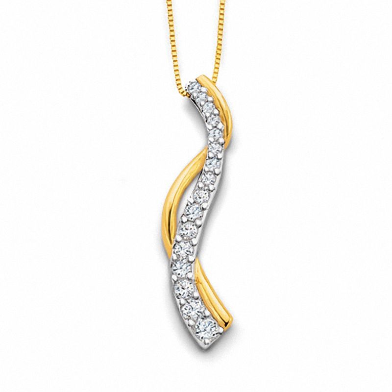 0.25 CT. T.W. Journey Diamond Vine Pendant in 14K Two-Tone Gold