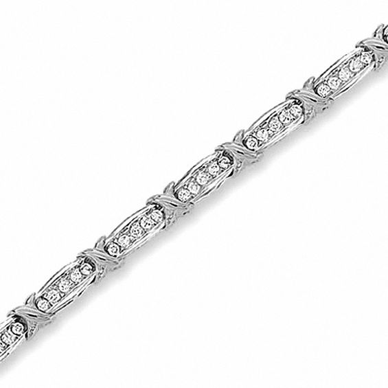 2.00 CT. T.W. Diamond Fashion "X" Bracelet in 10K White Gold