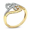 Thumbnail Image 2 of 0.15 CT. T.W. Diamond Twin Heart Vine Ring in 10K Two-Tone Gold