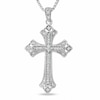 Thumbnail Image 1 of Gothic Cross Pendant with Diamond Accents in Sterling Silver