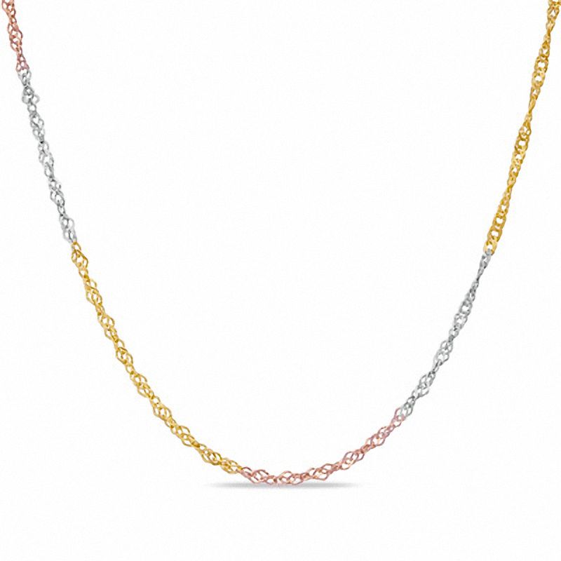 1.0mm Singapore Chain Necklace in 14K Tri-Tone Gold|Peoples Jewellers